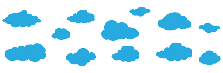 Clouds set isolated on white background. Collection of clouds for web site, poster, placard and wallpaper. Creative modern concept. Clouds vector illustration