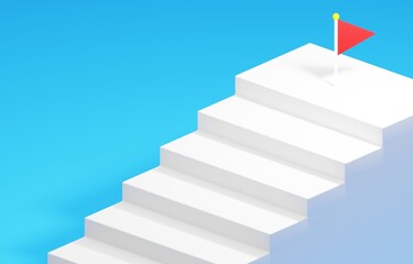 Obraz premium 3D素材_シンプルな階段とフラッグ