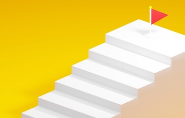 Obraz premium 3D素材_シンプルな階段とフラッグ