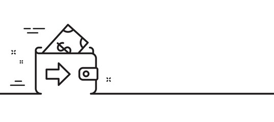 Wallet line icon. Money payment sign. Dollar finance symbol. Minimal line illustration background. Wallet line icon pattern banner. White web template concept. Vector