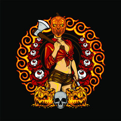 scary halloween pumpkin head