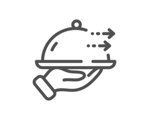 Food delivery line icon. Restaurant order sign. Catering service symbol. Quality design element. Linear style food delivery icon. Editable stroke. Vector