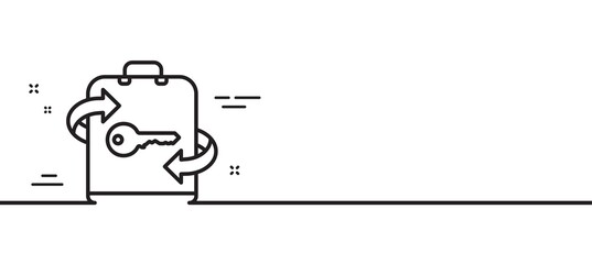 Luggage room line icon. Baggage Locker sign. Travel service symbol. Minimal line illustration background. Luggage line icon pattern banner. White web template concept. Vector