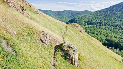 Beautiful rivers and mountains, Siberia, Drone, Aerial view, Trail of the Ancestors, Khakassia, Russia