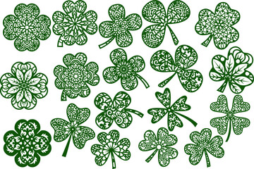 Vector clipart of zentangle mandala shamrock and four leaf clover for St. Patrick's day for cutting, printing and sublimation