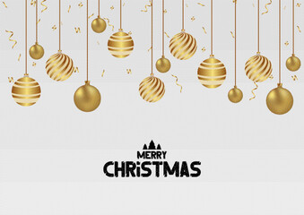 Realistic Christmas White and grey background with elegant Christmas balls and ornaments Free Vector