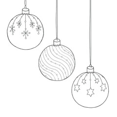 Set of Christmas tree decoration balls isolated on white background. Stock vector illustration