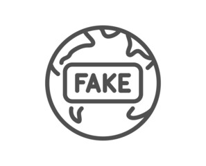 Fake news line icon. Internet propaganda sign. Wrong truth symbol. Quality design element. Linear style fake news icon. Editable stroke. Vector