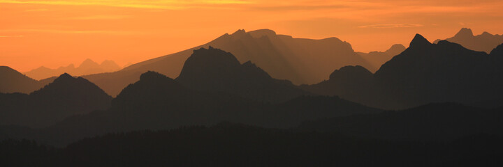 Dramatic sunrise view from Mount Rigi.