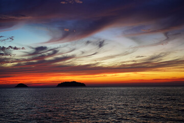 Sunset view with orange sky