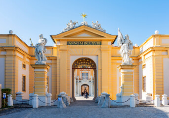 Entrance to Melk abbey in Wachau valley, Austria