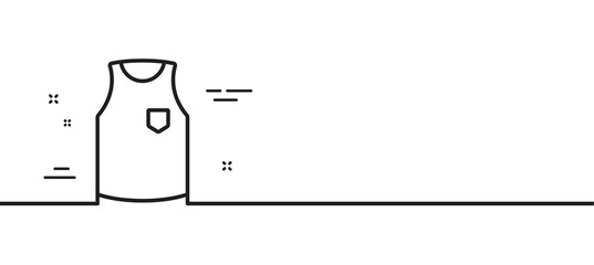 T-shirt line icon. Sleeveless Tee shirt wear sign. Fabric sport clothes symbol. Minimal line illustration background. T-shirt line icon pattern banner. White web template concept. Vector