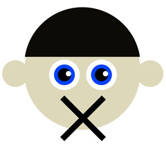 shut up symbol, man face with restriction sign to it