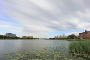 Obraz premium Waterfront City architectural scenery, North China