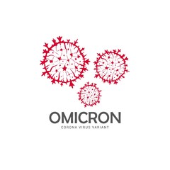 Omicron coronavirus bacteria cell icon vector design. New strain variant of coronavirus detected in South Africa.