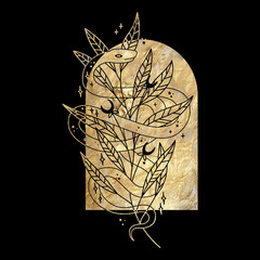 chic golden luxurious retro vintage engraving style. image of the sun and moon phases. culture of accultism. Vector graphics