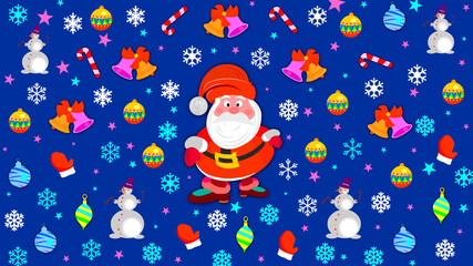 Christmas, illustration of a christmas background with various objects.

