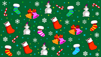 Christmas, illustration of a christmas background with various objects.

