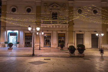 Christmas atmosphere in Europe.  Taranto city in Puglia, Italy.