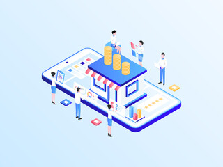 Business Funding Isometric Illustration Light Gradient. Suitable for Mobile App, Website, Banner, Diagrams, Infographics, and Other Graphic Assets.
