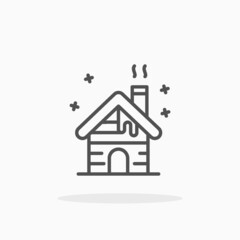 Cabin wood christmas snow icon. Outline style. Editable Stroke and pixel perfect. Vector illustration. Enjoy this icon for your project.