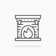 Fireplace christmas icon. Outline style. Editable Stroke and pixel perfect. Vector illustration. Enjoy this icon for your project.
