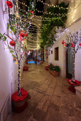 Christmas atmosphere in Europe. Little town Locorotondo in Puglia, Italy.