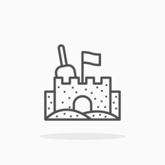 Obraz premium Sand Castle icon. Outline style. Editable Stroke and pixel perfect. Vector illustration. Enjoy this icon for your project.