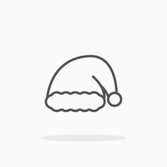 Santa hat icon. Outline style. Editable Stroke and pixel perfect. Vector illustration. Enjoy this icon for your project.