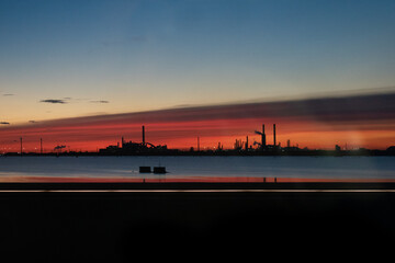 sunset over venice industrial part