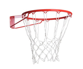 Fototapeta na wymiar Basketball hoop with net isolated on white