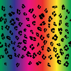 Leopard seamless rainbow pattern. Leopard pattern design in rainbow colors. Seamless ocelot pattern for wallpaper, wrapping pape, textile.