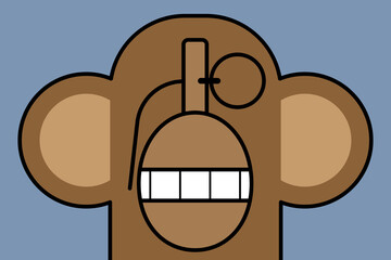 Monkey face made of hand grenade. Danger stupidity concept illustration.
