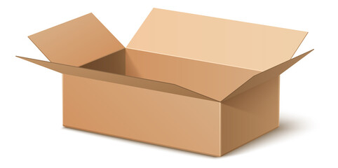 Open corrugated paper package. Empty cardboard box mockup