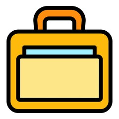 Suitcase laptop bag icon. Outline suitcase laptop bag vector icon color flat isolated