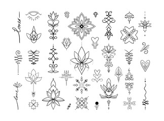 A set of tattoos and patterns for creative projects and designs.