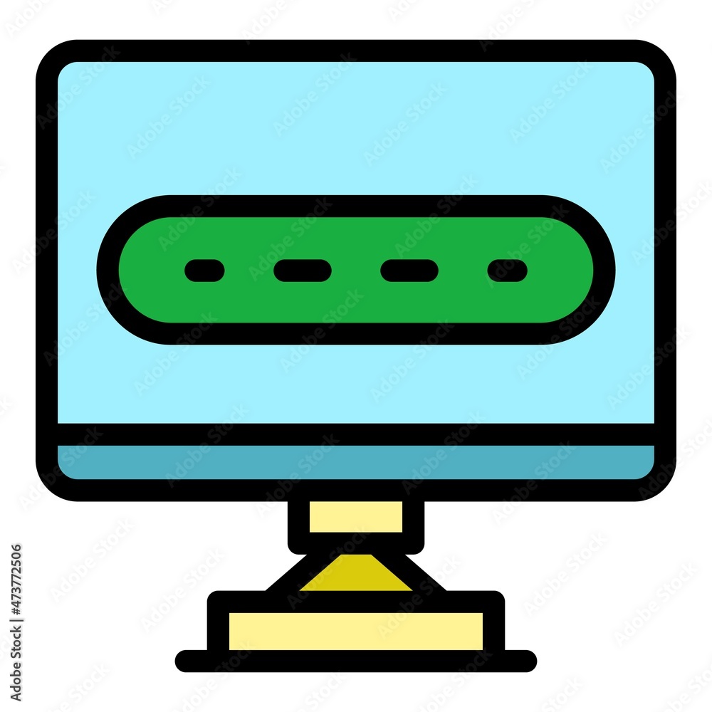 Poster computer monitor icon. outline computer monitor vector icon color flat isolated