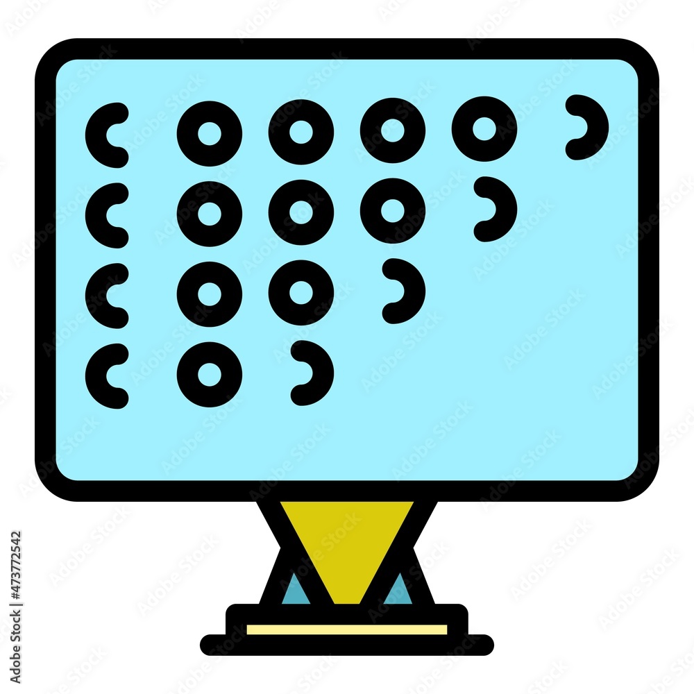 Poster code on monitor icon. outline code on monitor vector icon color flat isolated
