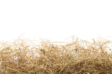 Dried hay on white background, top view - obrazy, fototapety, plakaty
