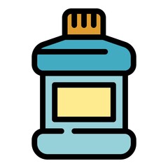 Packaging mouthwash icon. Outline packaging mouthwash vector icon color flat isolated