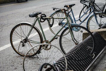 Fototapeta na wymiar old bicycle on a street