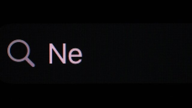 Searching for news on the Internet, search line, 4k, macro