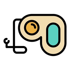 Retractable puppy leash icon. Outline retractable puppy leash vector icon color flat isolated