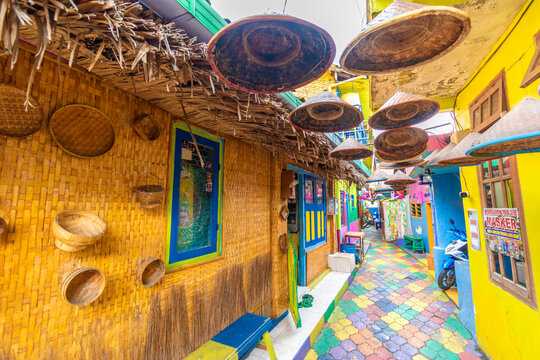 Colorful Unique Decoration's Alley at Colorful Jodipan village (Kampung Warna Warni Jodipan) Malang, East Java, Indonesia