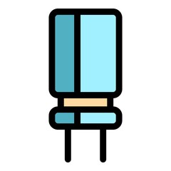 Electronic capacitor icon. Outline electronic capacitor vector icon color flat isolated
