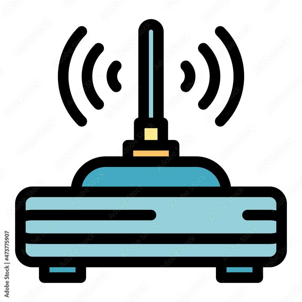 Poster modem router icon. outline modem router vector icon color flat isolated