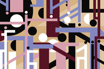 Geometric illustration of multi coloured active human figures