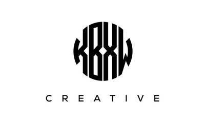 Letters KBXW creative circle logo design vector, 4 letters logo