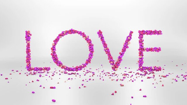 Word Love with pink letters 3D animation