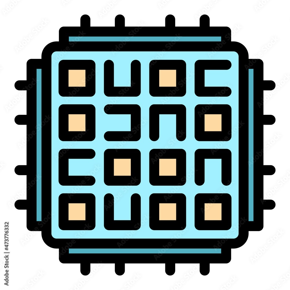 Poster processor icon. outline processor vector icon color flat isolated